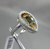 ESTATE WIDE 4.01CT DIAMOND & MULTI GEM 14KT WHITE GOLD 3D PEAR SHAPE HALO RING