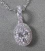 ESTATE .45CT DIAMOND 18KT WHITE GOLD 3D OVAL CLUSTER FLOATING PENDANT & CHAIN