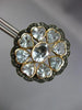 ANTIQUE LARGE 12.9 DIAMOND & AAA AQUAMARINE 14K YELLOW GOLD SILVER STUD EARRINGS