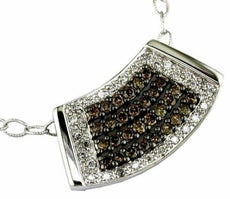 1.13CT WHITE & CHOCOLATE FANCY DIAMOND 14KT WHITE GOLD 3D MULTI ROW FUN PENDANT