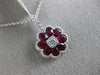 ESTATE 1.46CT DIAMOND & AAA RUBY 18K WHITE GOLD FLOWER FILIGREE MILGRAIN PENDANT