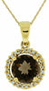 1.08CT DIAMOND & AAA SMOKY TOPAZ 14KT YELLOW GOLD 3D ROUND HALO FLOWER PENDANT
