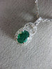 ESTATE 1.14CT DIAMOND & AAA EMERALD 14K WHITE GOLD CLASSIC OVAL FILIGREE PENDANT