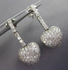 ESTATE LARGE 1.45CT DIAMOND 18KT WHITE GOLD PAVE HEART FLOATING HANGING EARRINGS