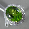 ESTATE LARGE 3.32CT DIAMOND & AAA PERIDOT 14KT WHITE GOLD 3D HALO FILIGREE RING