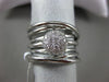 ESTATE WIDE .33CT DIAMOND 18KT WHITE GOLD MULTI ROW ROUND CLUSTER PAVE FUN RING