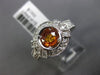 ESTATE WIDE .92CT DIAMOND & AAA YELLOW SAPPHIRE 14KT WHITE GOLD ENGAGEMENT RING