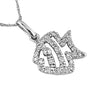 ESTATE .14CT DIAMOND 14K WHITE GOLD 3D CLASSIC HAPPY FISH LUCKY FLOATING PENDANT