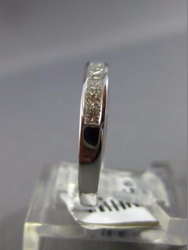 ESTATE .55CT PRINCESS DIAMOND 14K WHITE GOLD 3D CHANNEL WEDDING ANNIVERSARY RING