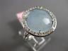 ESTATE LARGE 4.52CT DIAMOND & AAA BLUE QUARTZ 14KT WHITE GOLD OPEN FILIGREE RING