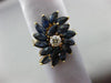 ESTATE 2.45CT ROUND DIAMOND & MARQUISE SAPPHIRE 14KT YELLOW GOLD 3D FLOWER RING