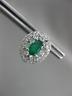 ESTATE 1.32CT DIAMOND & AAA EMERALD 14KT WHITE GOLD OVAL FLOWER HUGGIE EARRINGS