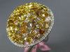 ESTATE MASSIVE GIA 6.66CT WHITE & INTENSE DIAMOND 18KT 2 TONE GOLD CIRCULAR RING