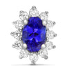 ESTATE LARGE 1.52CT DIAMOND & AAA TANZANITE 18KT WHITE GOLD FLOWER STUD EARRINGS