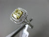 ESTATE 1.47CT WHITE & FANCY YELLOW DIAMOND 14K WHITE GOLD SQUARE ENGAGEMENT RING