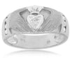 ESTATE .16CT DIAMOND 14KT WHITE GOLD CLADDAGH HEART LOVE HIS & HER LOVE RING