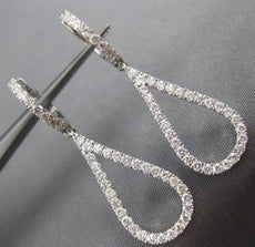 ESTATE .90CT DIAMOND 18KT WHITE GOLD 3D CLASSIC OPEN TEAR DROP HANGING EARRINGS