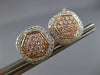 ESTATE 1.71CT WHITE & PINK DIAMOND 18K WHITE ROSE GOLD HEXAGON CLIP ON EARRINGS