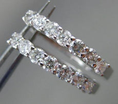 ESTATE .75CT ROUND CUT DIAMOND 14KT WHITE GOLD CLASSIC SIX STONE HUGGIE EARRINGS