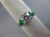 ESTATE 1.35CT DIAMOND & AAA EMERALD 14KT WHITE GOLD THREE STONE ENGAGEMENT RING