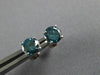 ESTATE 1.07CT BLUE DIAMOND 14KT WHITE GOLD 3D CLASSIC STUD SCREW BACK EARRINGS
