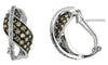 1.39CT WHITE & MOCHA DIAMOND 14K WHITE GOLD PAVE LOVE KNOT LEAF CLIP ON EARRINGS