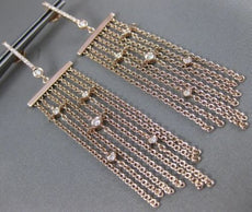 ESTATE LARGE .80CT DIAMOND 14KT ROSE GOLD BY THE YARD MULTI ROW HANGING EARRINGS