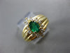 ESTATE .65CT ROUND DIAMOND & AAA EMERALD 14K YELLOW GOLD 3D OVAL ENGAGEMENT RING