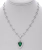 LARGE 7.6CT DIAMOND & AAA EMERALD 18KT WHITE GOLD TEAR DROP HALO LARIAT NECKLACE