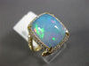 ESTATE 5.73CT DIAMOND & AAA OPAL 14K YELLOW GOLD 3D SQUARE HALO CRISS CROSS RING