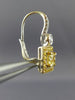 ESTATE LARGE 2.62CT WHITE & FANCY YELLOW DIAMOND 18K 2 TONE GOLD SQUARE EARRINGS