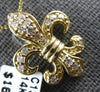ESTATE LARGE .32CT DIAMOND 14K YELLOW GOLD FLEUR DE LIS CLASSIC FILIGREE PENDANT