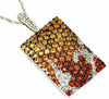 2.30CT DIAMOND & AAA ORANGE & YELLOW SAPPHIRE 14K WHITE GOLD RECTANGULAR PENDANT