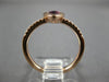 ESTATE .44CT DIAMOND & AAA TRILLION CUT AMETHYST 14K ROSE GOLD 3D BEZEL FUN RING