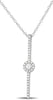 ESTATE .13CT ROUND DIAMOND 14KT WHITE GOLD CLASSIC 3D PAVE CIRCULAR BAR NECKLACE