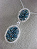ESTATE LARGE 2.03CT WHITE & BLUE DIAMOND 14KT WHITE GOLD OVAL TEAR DROP PENDANT