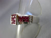 ESTATE WIDE 3.07CT DIAMOND & RUBY 18KT WHITE GOLD SQUARE FRIENDSHIP PROMISE RING