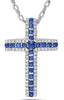 .82CT DIAMOND & AAA SAPPHIRE 18KT WHITE GOLD 3D CLASSIC CROSS FLOATING PENDANT