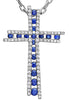 ESTATE 1.1CT DIAMOND & AAA SAPPHIRE 18KT WHITE GOLD CLASSIC ETOILE CROSS PENDANT