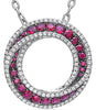 ESTATE 1.85CT DIAMOND & AAA RUBY 18K WHITE GOLD CIRCLE OF LIFE LOVE KNOT PENDANT