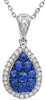 .42CT DIAMOND & AAA SAPPHIRE 18KT WHITE GOLD CLUSTER TEAR DROP FLOATING PENDANT