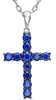 ESTATE .60CT AAA SAPPHIRE 18KT WHITE GOLD 3D CLASSIC CROSS FLOATING PENDANT
