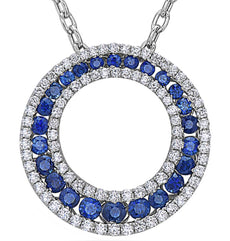 1.50CT DIAMOND & AAA SAPPHIRE 18KT WHITE GOLD 3D CIRCLE OF LIFE JOURNEY PENDANT
