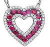 1.29CT DIAMOND & AAA RUBY 18K WHITE GOLD DOUBLE OPEN HEART LOVE FLOATING PENDANT