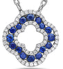 1.24CT DIAMOND & AAA SAPPHIRE 18KT WHITE GOLD 3D 4 LEAF CLOVER FLOATING PENDANT