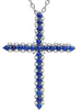 2.19CT DIAMOND & AAA SAPPHIRE 18KT WHITE GOLD 3D CLASSIC CROSS FLOATING PENDANT