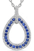 1.70CT DIAMOND & AAA SAPPHIRE 18KT WHITE GOLD 3D OPEN TEAR DROP FLOATING PENDANT
