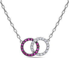 .44CT DIAMOND & AAA RUBY 18KT WHITE GOLD 3D CLASSIC CIRCLE OF LIFE LOVE NECKLACE