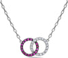 .44CT DIAMOND & AAA RUBY 18KT WHITE GOLD 3D CLASSIC CIRCLE OF LIFE LOVE NECKLACE