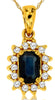 .55CT DIAMOND & AAA SAPPHIRE 14KT YELLOW GOLD EMERALD CUT & ROUND FLOWER PENDANT
